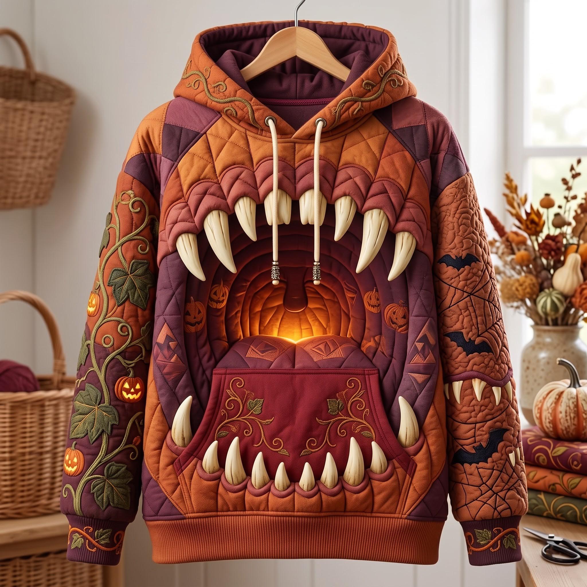 Orange Monster Mouth Hoodie