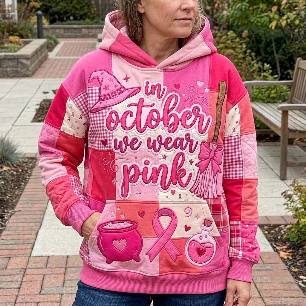 Pink Cauldron Patchwork Hoodie