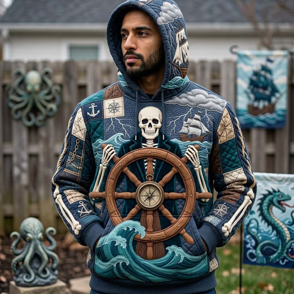 Ship Wheel Skull Hoodie