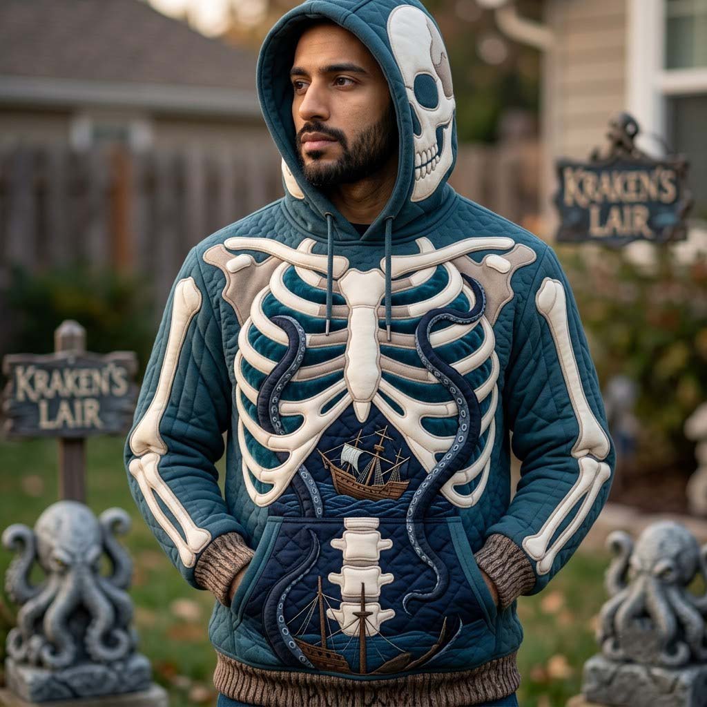 Navy Sea Skeleton Hoodie