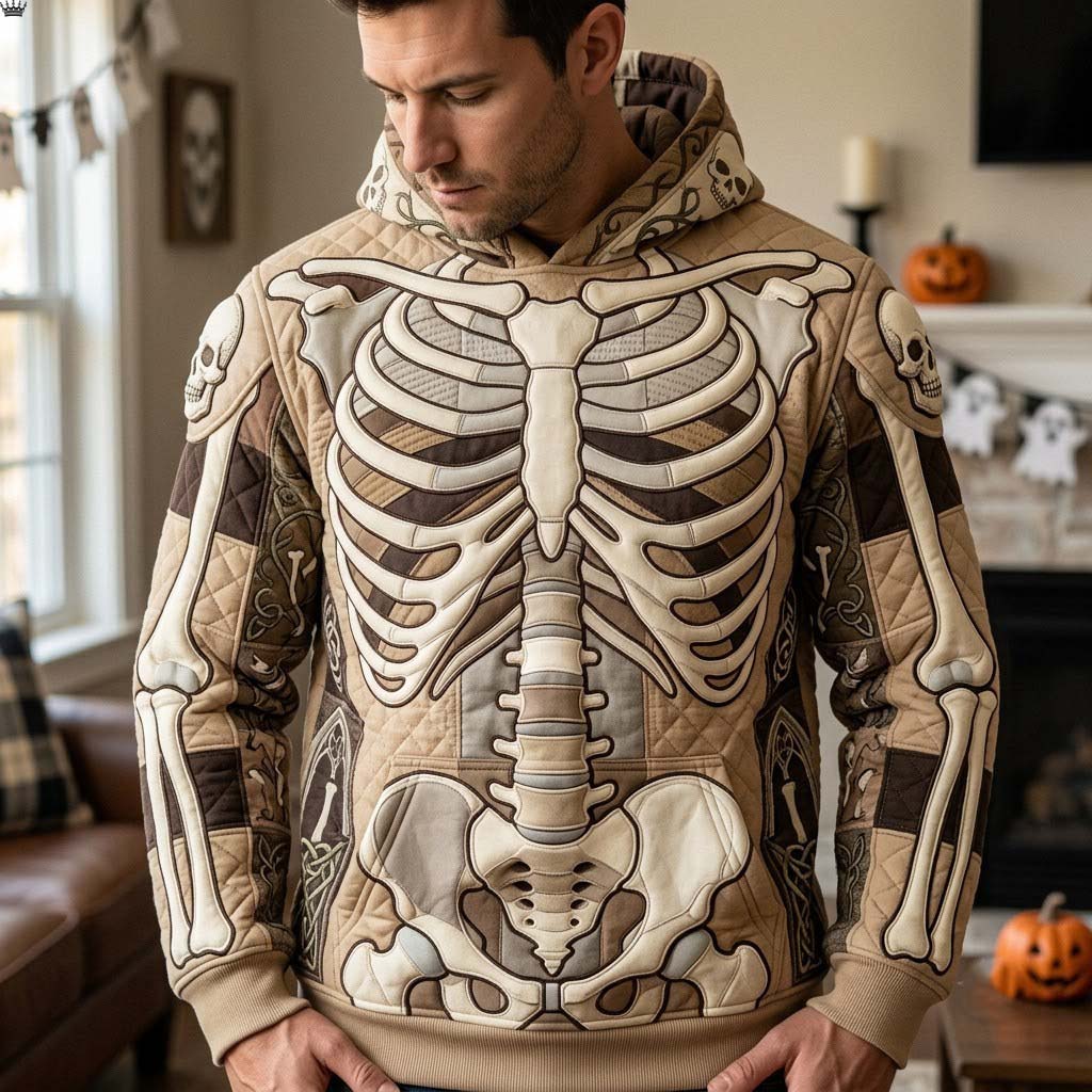 Cream Skeleton Ribcage Hoodie