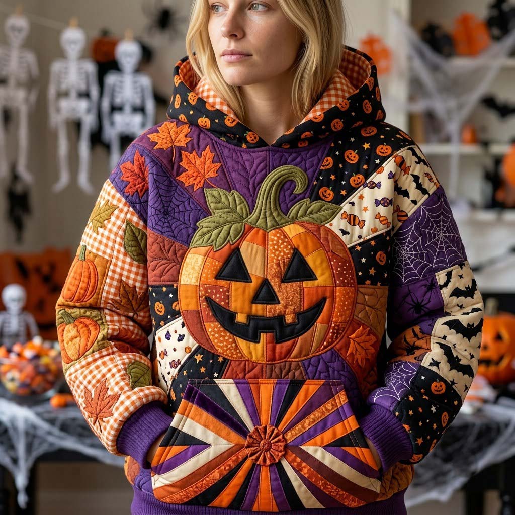 Jack-o'-Lantern Patchwork Hoodie