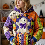 Purple Ghost Patchwork Hoodie