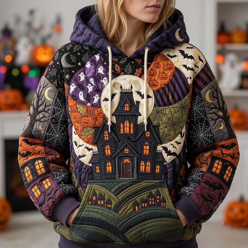Haunted House Patchwork Hoodie