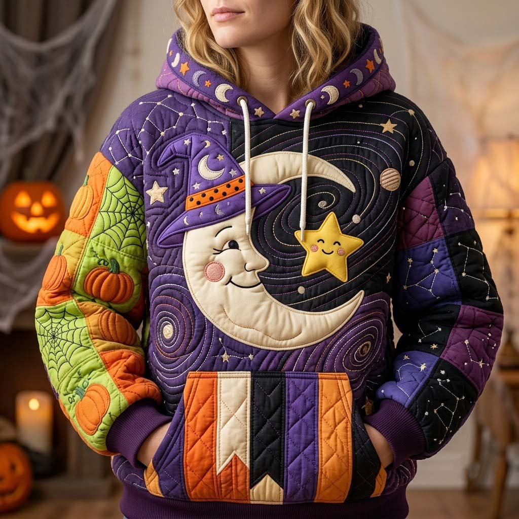 Moon and Star Patchwork Hoodie