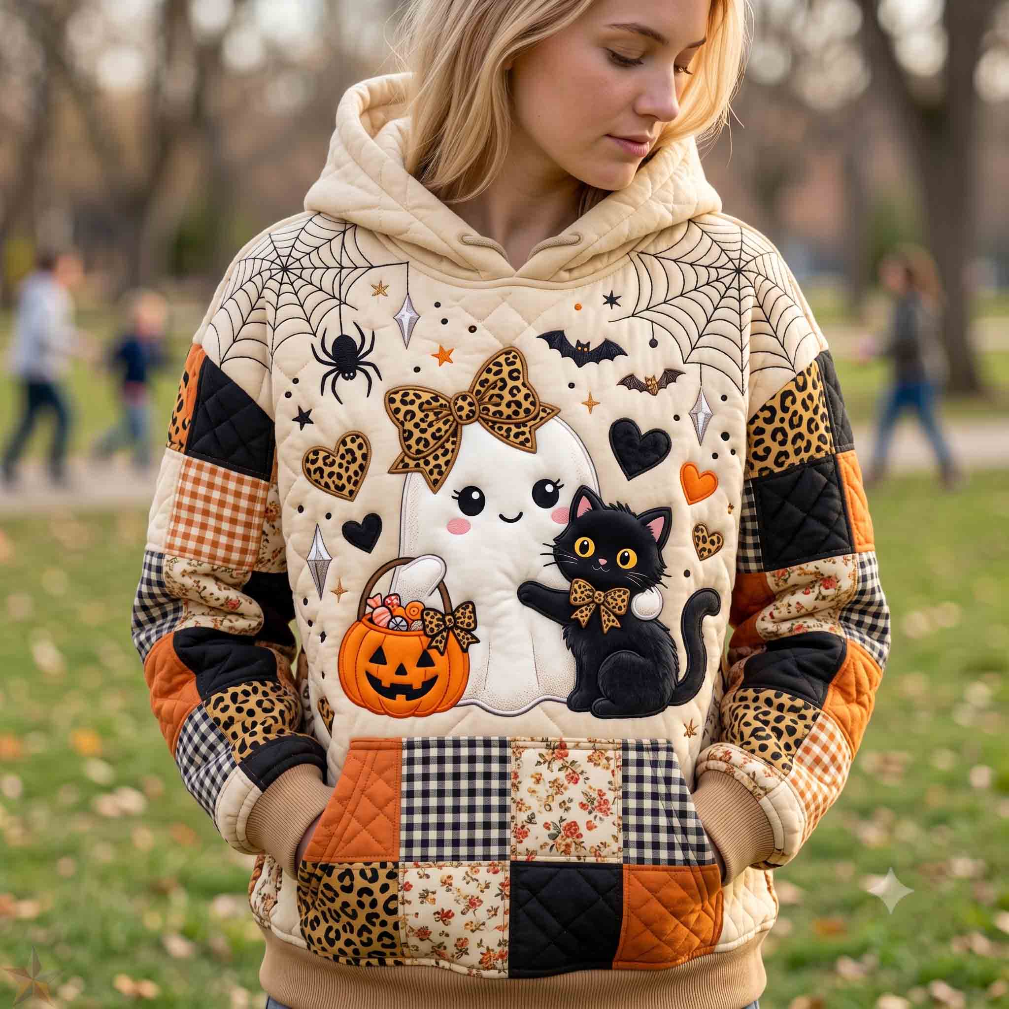 Cassidy Cream Ghost and Cat Hoodie