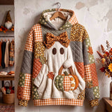 Patchwork Bow Ghost Hoodie