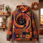 Spiral Patchwork Cat Hoodie