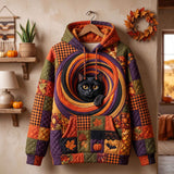 Spiral Patchwork Cat Hoodie