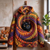 Plaid Swirl Cat Hoodie