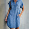 Women's Button-Front Denim Shirt Dress in Blue
