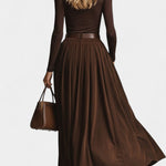 Brown Turtleneck & Corduroy Skirt Set, photo 4