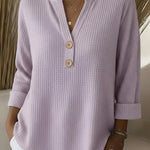 Women's Henley Button Top in Lilac