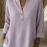Women's Henley Button Top in Lilac