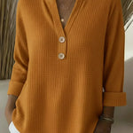 Women's Henley Button Top in Orange
