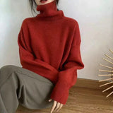 Ilona Oversized Turtleneck Sweater in Red