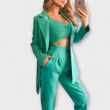 Women's 3-Piece Blazer Set in Green