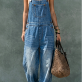 Women's Elastic-Waist Denim Overalls, photo 3