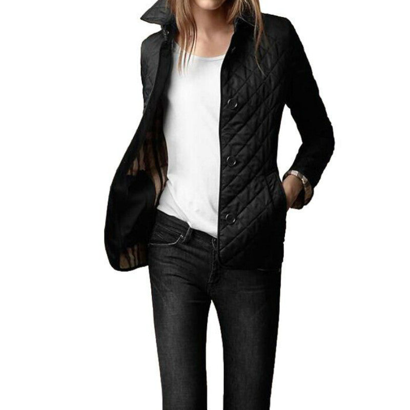 Women's Button-Front Quilted Jacket in Black