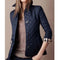 Women's Button-Front Quilted Jacket in Blue