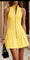 Women's Ruched Sleeveless Zip Dress in Yellow