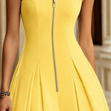 Women's Ruched Sleeveless Zip Dress, photo 9