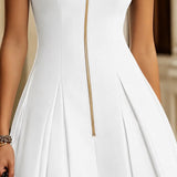 Women's Ruched Sleeveless Zip Dress, photo 12