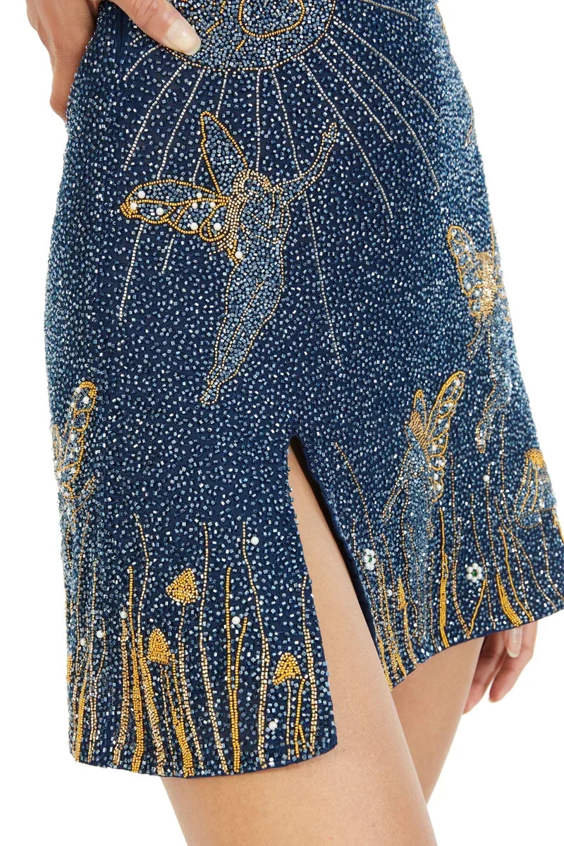 Women's Midnight Blue Beaded Mini Dress, photo 11