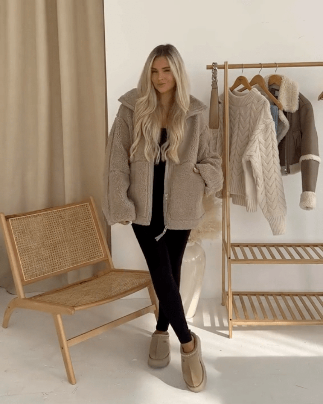 Oversized Teddy Jacket with Stand Collar, photo 12