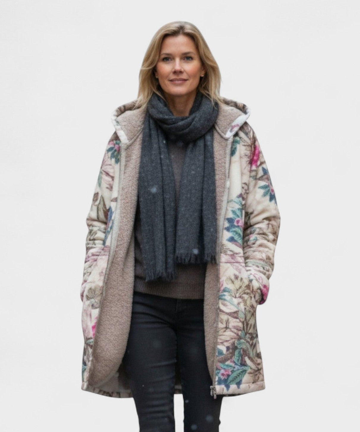 Women's Pastel Botanical Fleece Jacket, photo 2