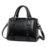 Women's Polished Leather Shoulder Bag in Black