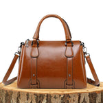 Women's Polished Leather Shoulder Bag in Brown