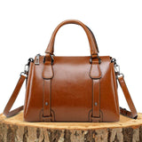 Women's Polished Leather Shoulder Bag in Brown
