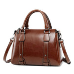 Women's Polished Leather Shoulder Bag in Coffee