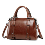 Women's Polished Leather Shoulder Bag in Coffee
