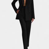 Tailored Blazer & Chic Wide-Leg Pants in Black