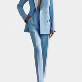 Tailored Blazer & Chic Wide-Leg Pants in Light Blue
