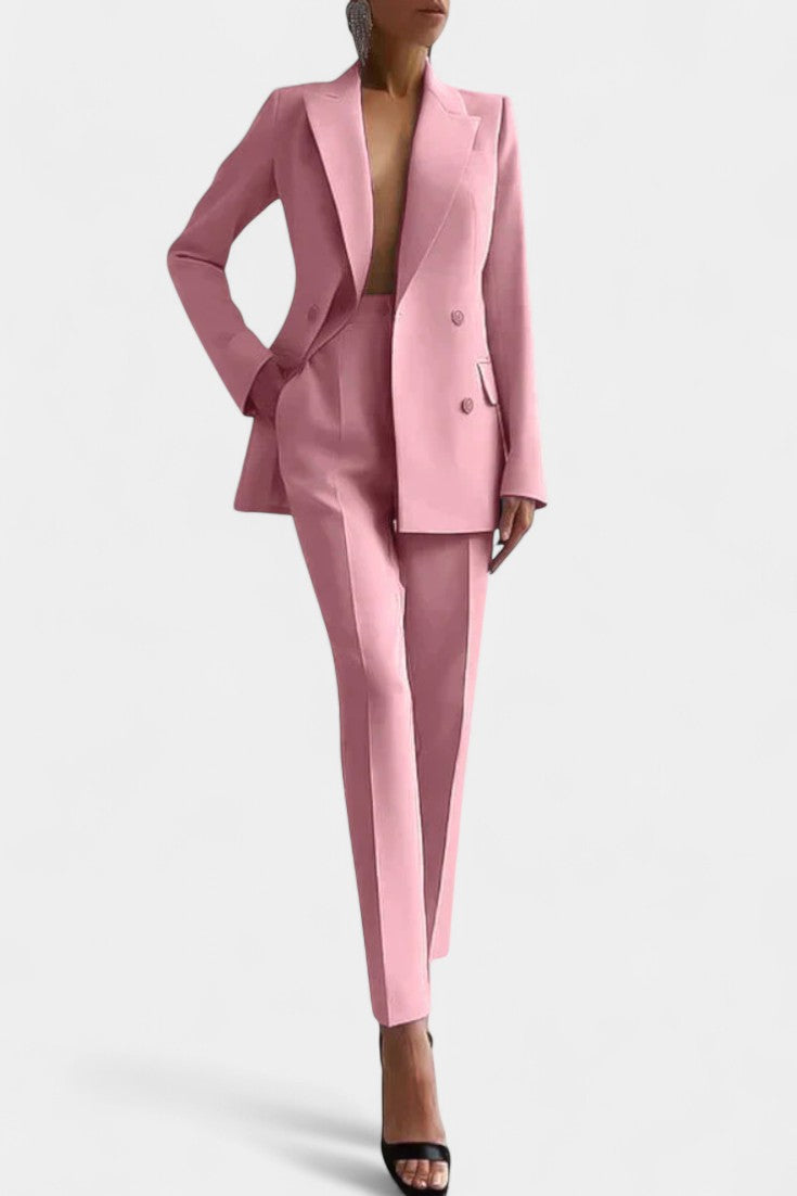 Tailored Blazer & Chic Wide-Leg Pants in Pink