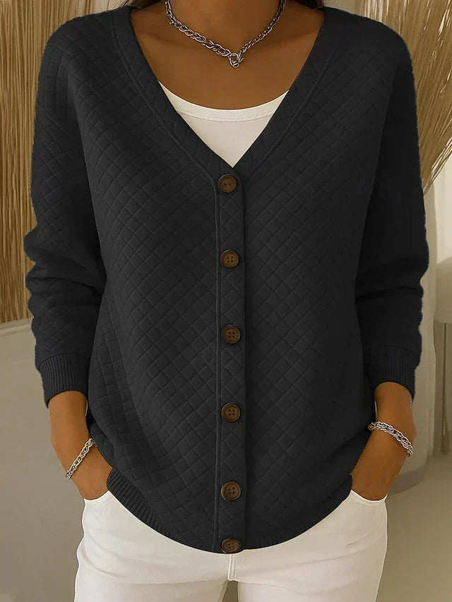 Women's Quilted Cardigan in Black