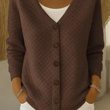 Women's Quilted Cardigan in Brown