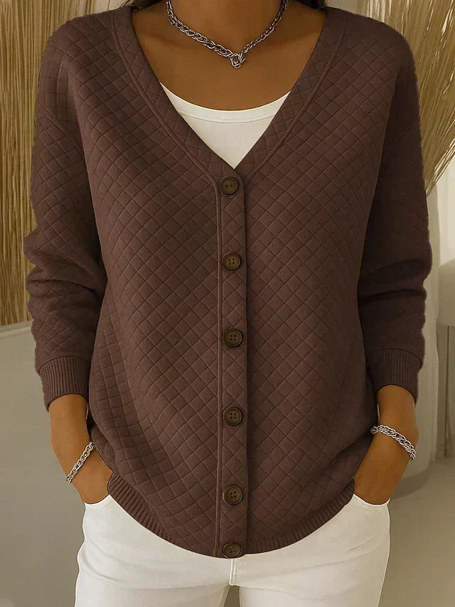 Women's Quilted Cardigan in Brown