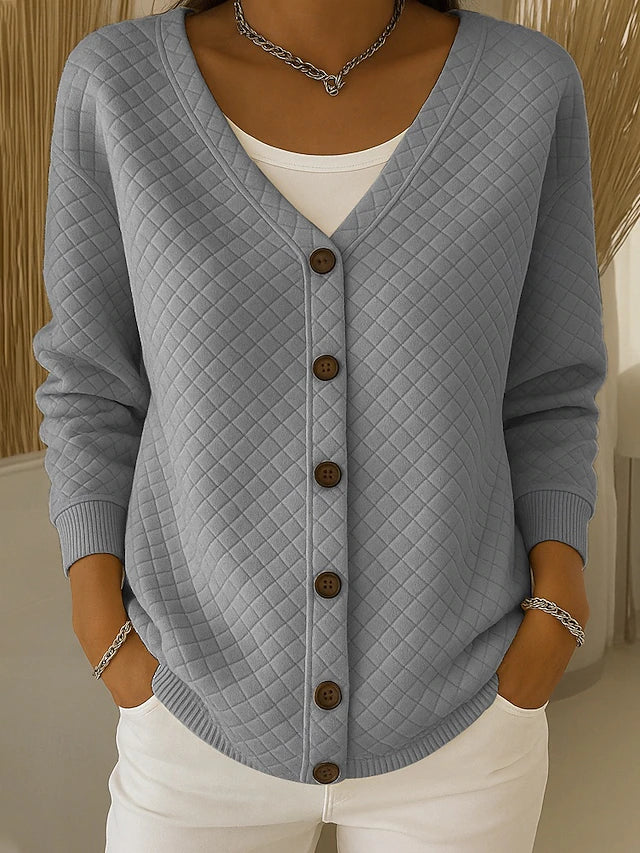 Women's Quilted Cardigan in Gray