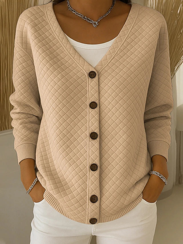 Women's Quilted Cardigan in Khaki