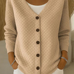 Women's Diamond Quilted Button Cardigan in Khaki