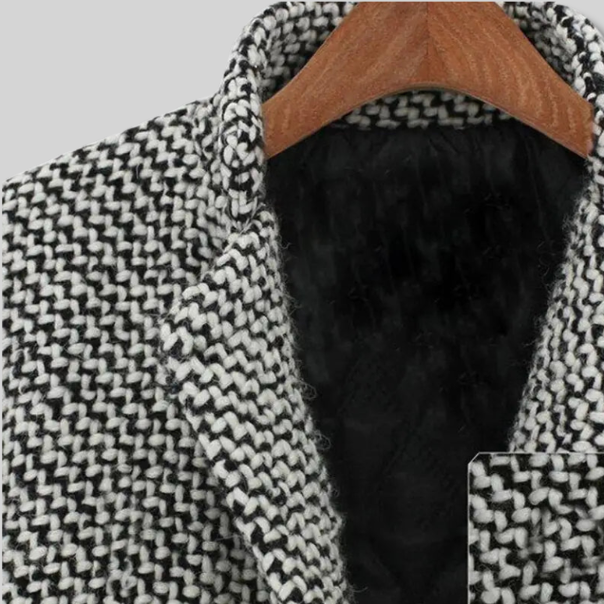 Women's Black and White Bouclé Coat, photo 4