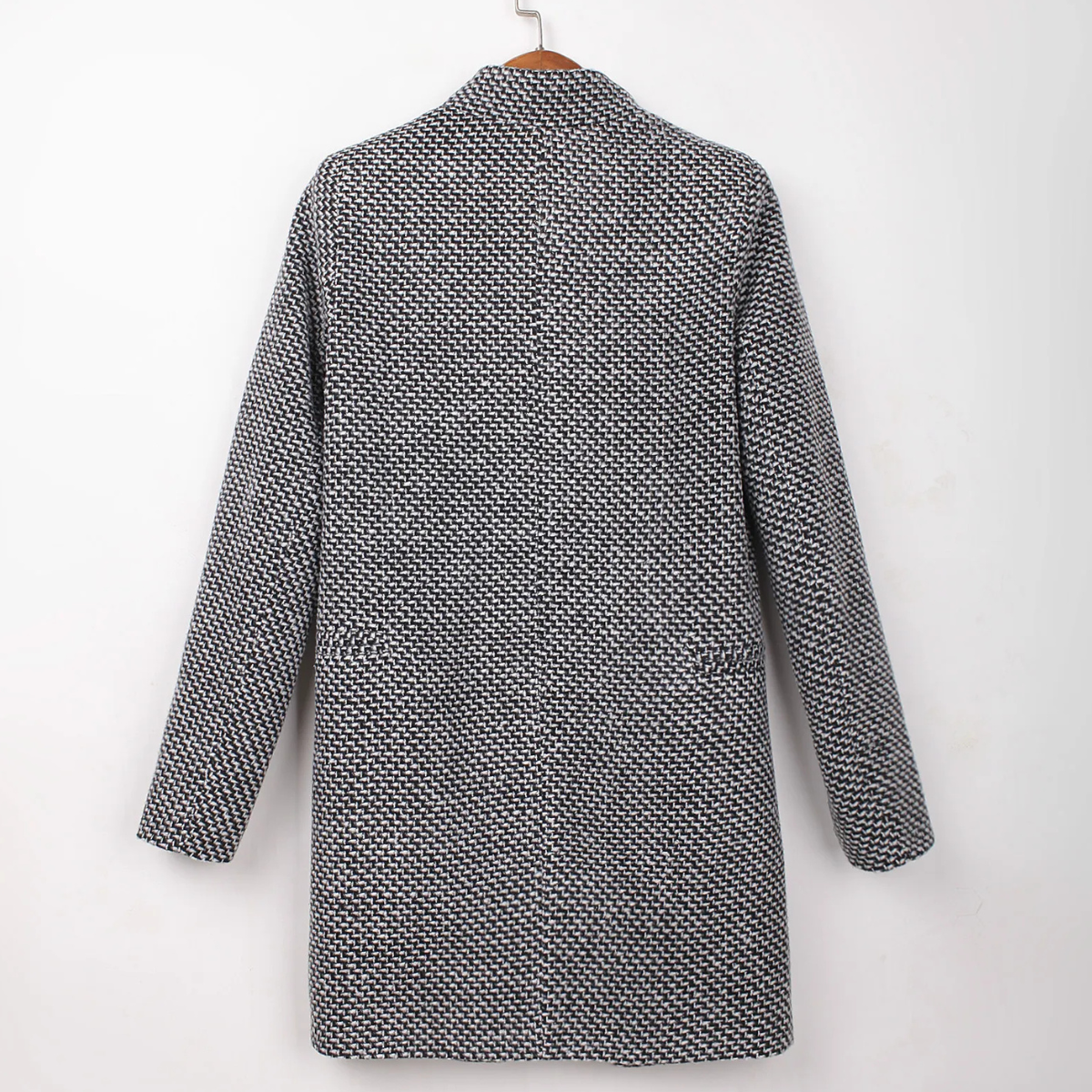 Women's Black and White Bouclé Coat, photo 3