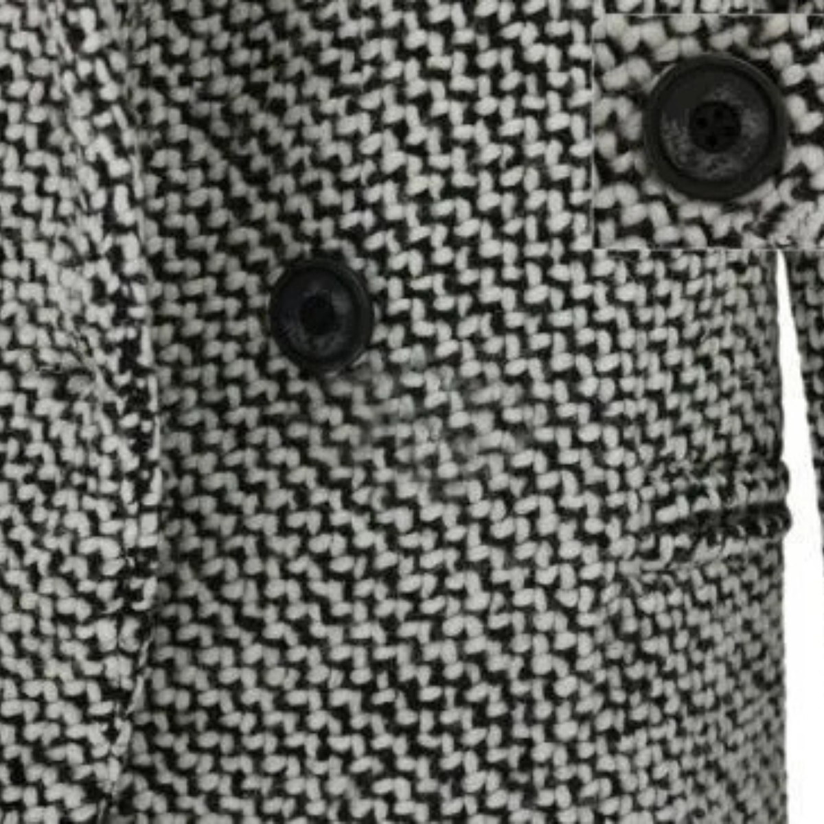 Women's Black and White Bouclé Coat, photo 5