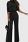 3/4 Sleeve Top with Wide Leg Pants Ensemble in Black