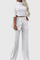 3/4 Sleeve Top with Wide Leg Pants Ensemble in White