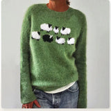 Women's Nordic-Pattern Cable-Knit Sweater in Green